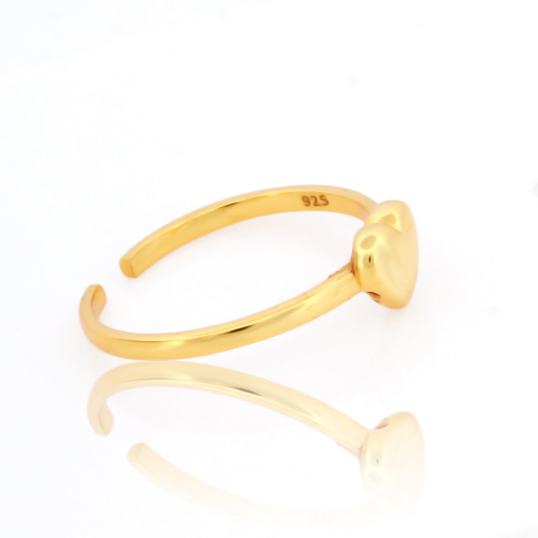 Valentine Heart Shape Tiny Promise Ring – Hallmarked 925 Sterling Silver Yellow Gold Plated | Elegant Party Wear Jewelry